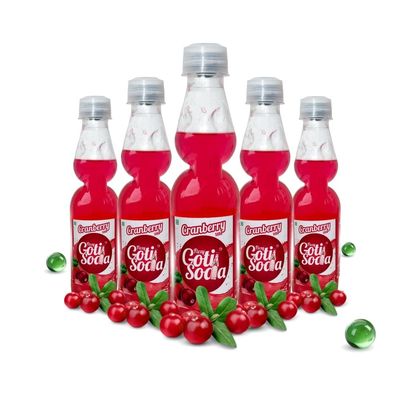 Cranberry Fizzy Goti Soda Pack of 5 200ml | Desi Goli Soda Drink | Banta Soda | Tangy Indian Cranberry Soft Drink | Sulfur-Free Sugar, Zero Caffeine, Zero Artificial Sweeteners | RO Purified Water