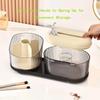 AMPLIN 2 in 1 Cosmetic Organizer with Tissue Box, Tissue Box Cover and Desk Organiser Set, Decorative Glass Storage Box with Tissue Holder, 38 cm x 13.5 cm, Grey view 4