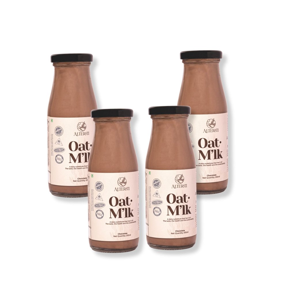 Alterati Vegan Chocolate Oat Beverage  High Protein, Creamy Dairy Alternative | Nutritious, Low-Fat | No Preservatives | Lactose free, Soya Free, No Trans Fat | Zero Cholesterol | 800 ml (4 Bottles)
