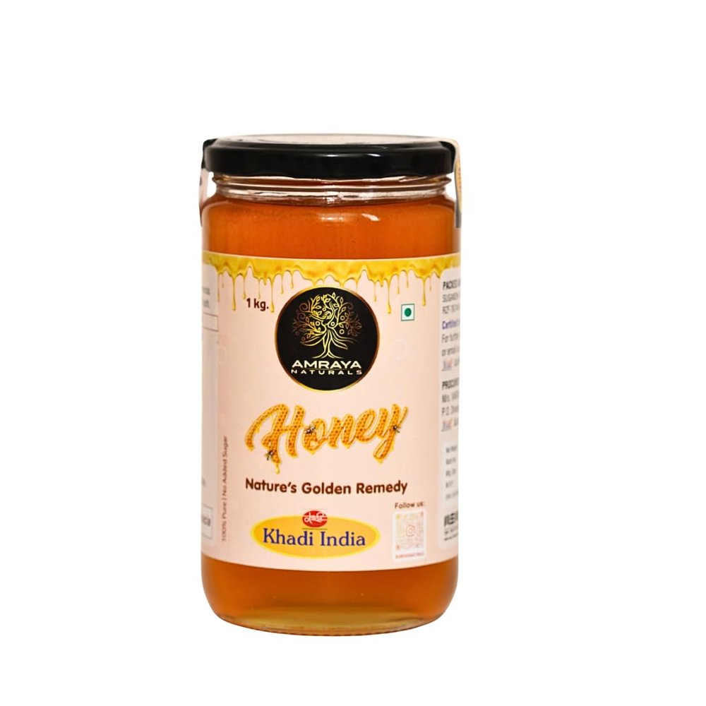 AMRAYA NATURALS Acaia Honey 1kg | Pure Natural Honey from Acacia Blossoms | Light Golden Raw Honey with Mild Sweet Taste | Unprocessed Honey for Daily Wellness ;Acaia Honey_1Kg