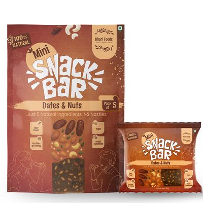 Khari Mini Snack Bars  Dates & Nuts 20g (Pack of 10)  Clean 5-Ingredient energy bars healthy with Almonds, Cashews, Pumpkin Seeds & Jowar  Naturally Sweet, High-Fibre, Gluten-Free energy bars healthy for Sustained Energy