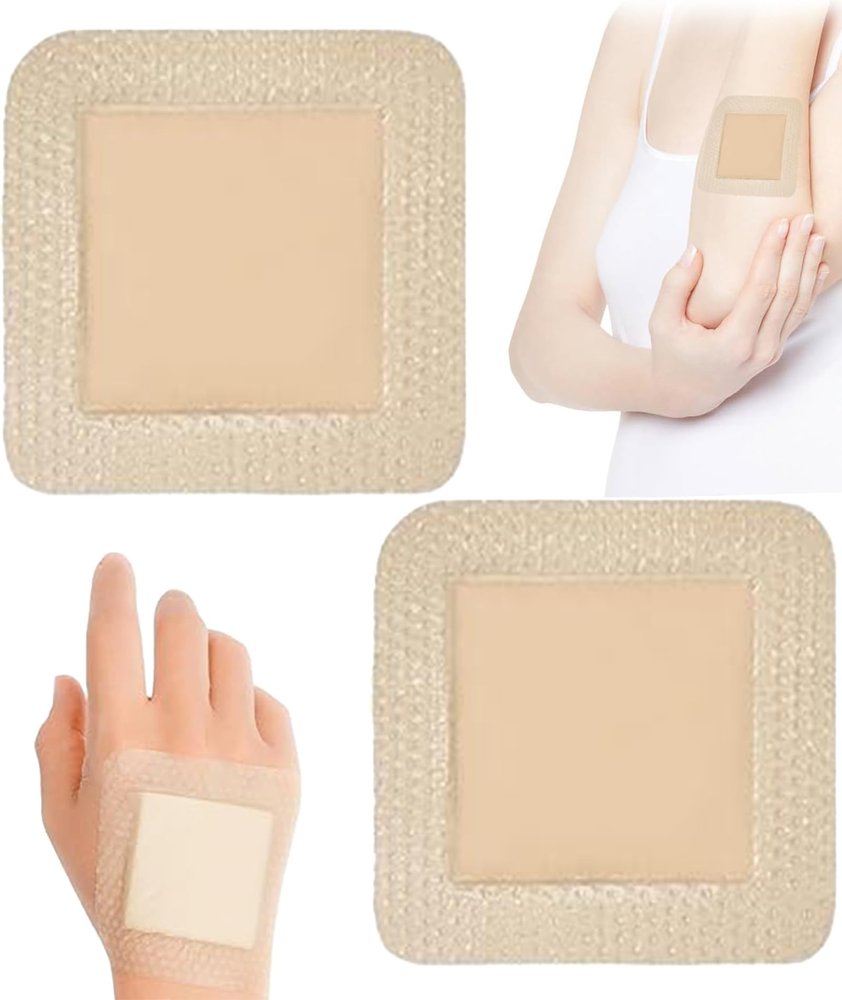 2PCS 10 * 10CM Bed Sore Patch, Bed Sore Dressing, Medical bedsore patch,10x10cm Silicone Gel Foam Dressing for Rehabilitation Care, Effective Bed Sore Dressing for Long-Term Bedridden Patients