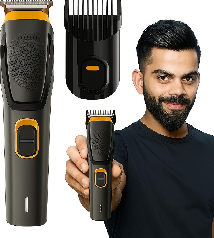 GLAKER Rechargeable Hair Trimmer for Men | Beard & Mustache Grooming Kit with Precision Blades, Adjustable Comb, USB Charging, Cordless Professional Hair Clipper"