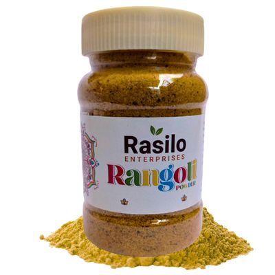 Rasilo Enterprises Rangoli Powder | Kolam Powder | Muggu Pindi | Non-Toxic, Smooth Texture | Daily Use & Festival Decoration | 300g (Yellow)