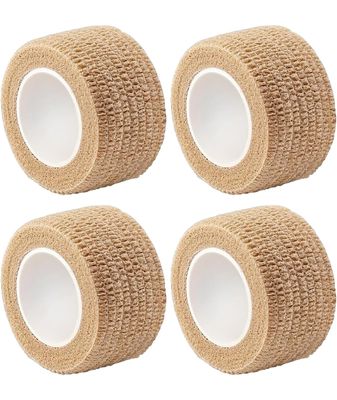 4PCS Bandage, Elastoplast Tape, Self Adhesive Elastic Bandage, 2.5cm x 4m Bandage for Muscle Support, Tape for for Shoulder, Wings, Arms, Ankle and Knee Support (Khaki)