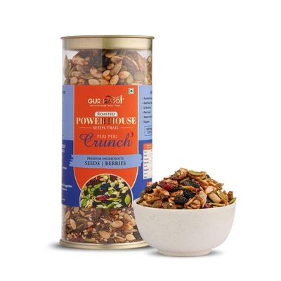 GUR RASOI Roasted Seeds & Berries Trail Peri Peri Flavour Protein-Rich Seeds Tangy Berries & Natural Jaggery Crunch & Spicy Snacks for All Ages 225g
