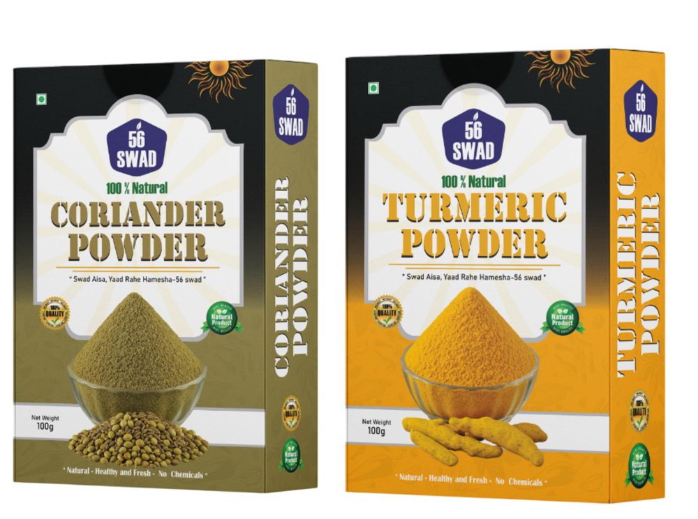 56 SWAD Natural Spice Combo Pack, Coriander Powder 100g and Turmeric Powder 100g, Chemical-Free
