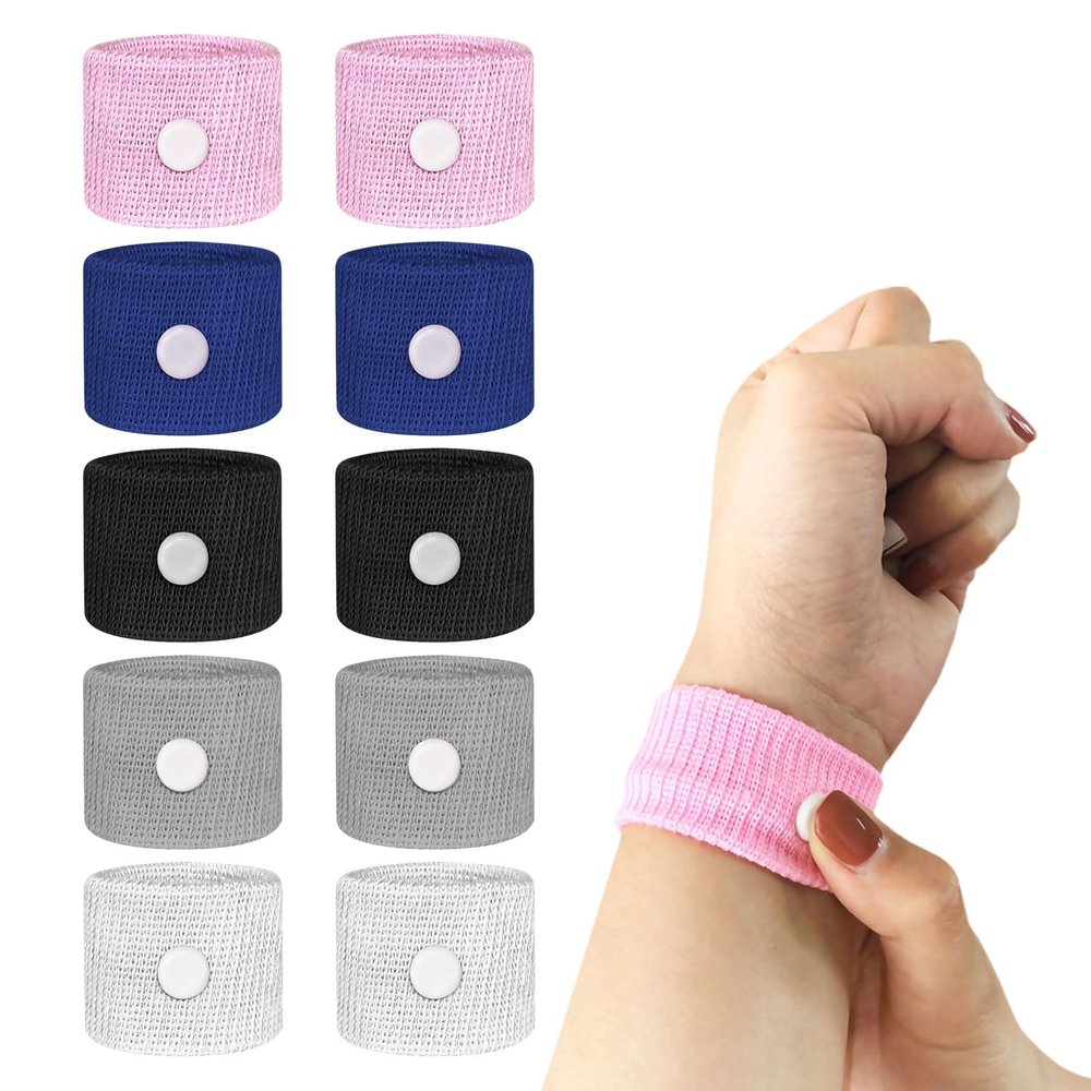 10 Pcs Travel Sickness Bands, 1.18 * 1.97in Cruise Essentials, Anti Sickness Wristbands Easy to Use Motion Sickness Patch Vomiting Band, Suitable for Everyone'S Motion Sickness Patch