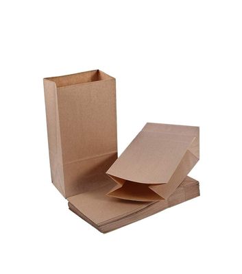 RANUR Food Grade Square Bottom Paper Bags For Food Packing Or Flat Bottom Carry Bags For Gifting Disposal Bags For Size 6 X 4 X 11.5 Inches Color Brown Paper Bags, Fold Top (100)