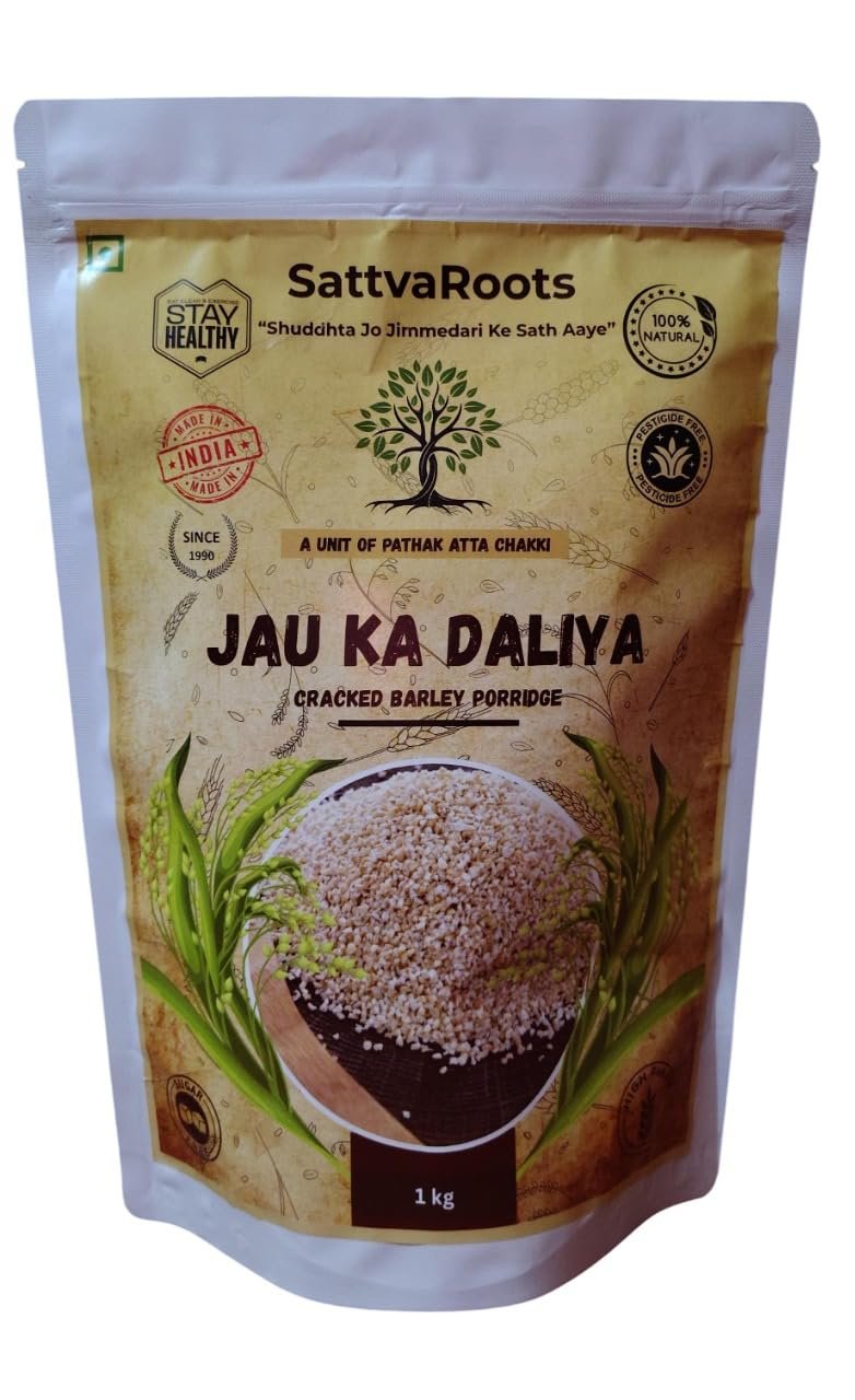 SattvaRoots Jau Ka Daliya, Stone-Ground Cracked Barley Porridge, 1 kg, Diabetic-Friendly, High Fibre