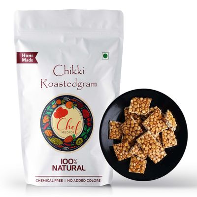 Roasted Gram Chikki |Roasted chana dal Achuu| putnala pappu achu | healthy jaggery roated gram Baar - (250 Grams)