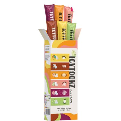 Icytoonz Ice Pops DIY Kit Premium Ice Pops with Mood Infusion | 6 Refreshing Flavors | (Pack of 6) Fun & Tasty Frozen Treats (Box of 6 Pops)