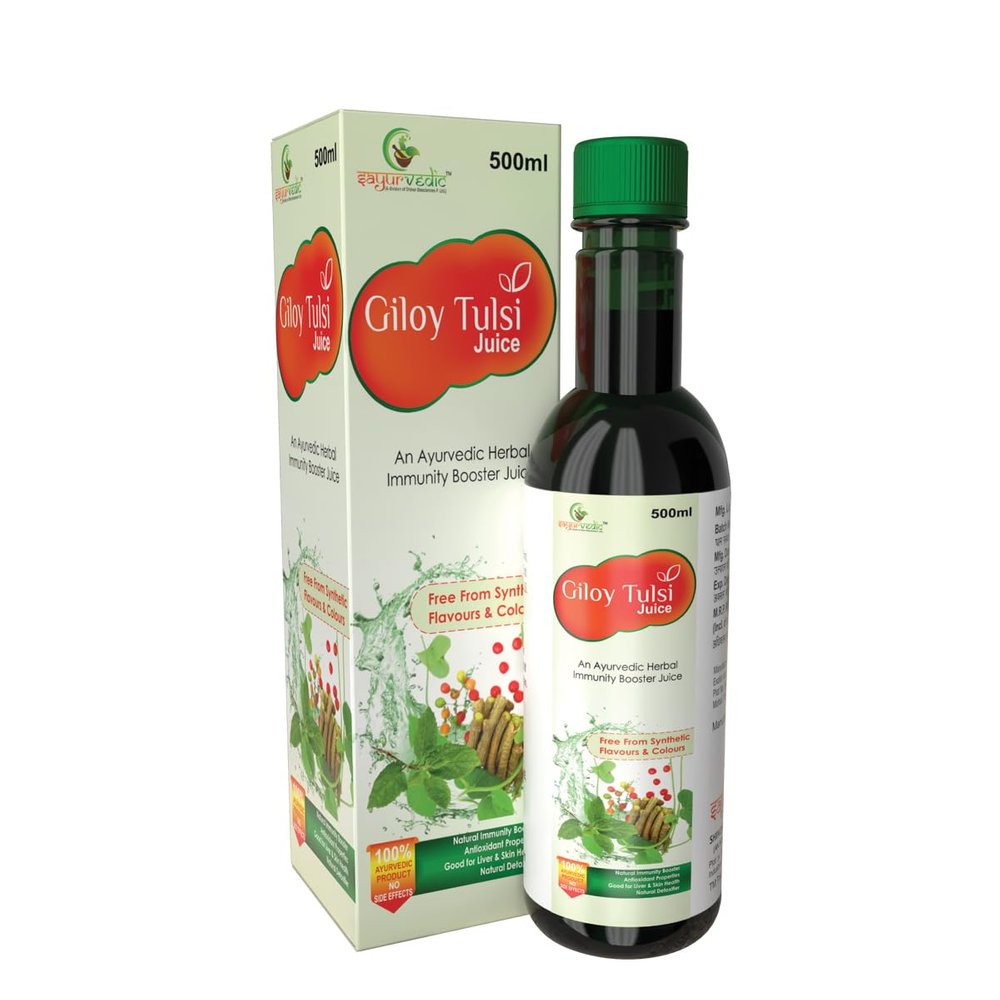 Sayurvedic Giloy Tulsi Juice | Ayurvedic Immunity Booster | Natural Detox | Herbal Juice for Digestion, Liver Health & Overall Wellness | 500ml