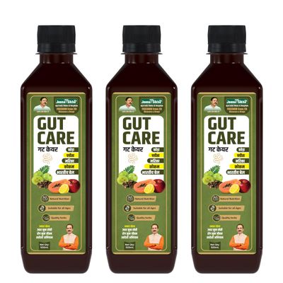 Jeena Sikho Gut Care Juice | Ayurvedic Gut Cleanser & Digestive Tonic | Herbal Juice for Gut Health, Detoxification & Digestion, 500 ml, Pack of 3
