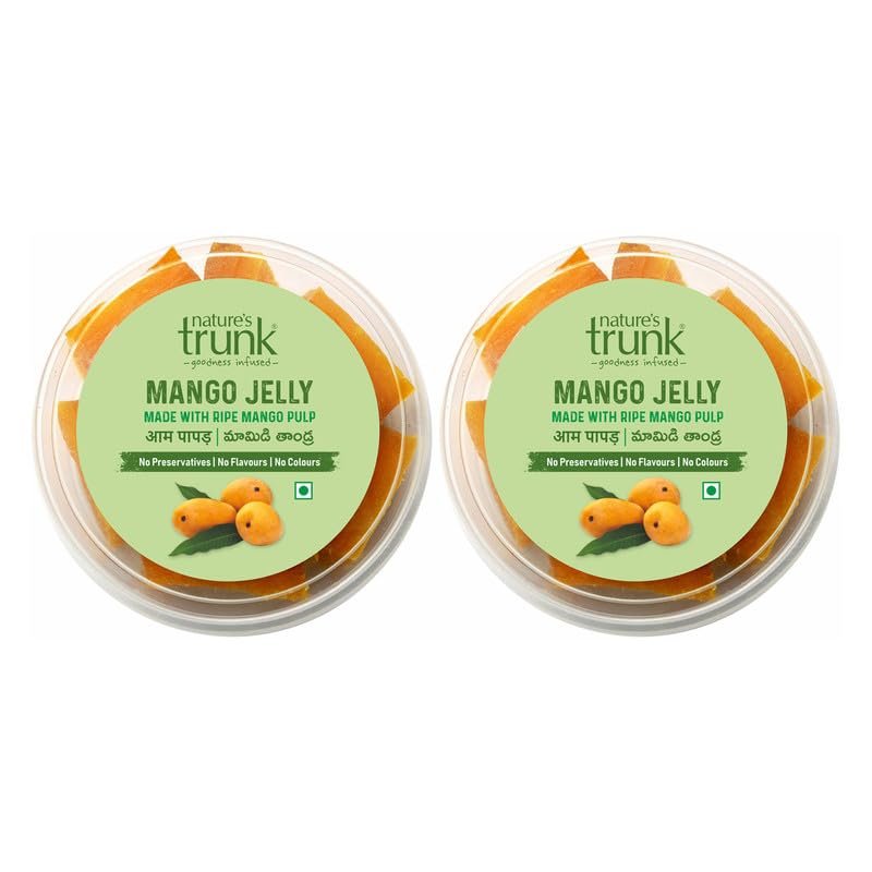 Nature's Trunk Mango Jelly | Aam Papad | Mamidi Thandra | Sun-Dried Mango Fruit Snack | Handmade with Ripe Mango Pulp | No Preservatives | Traditional Candy 250g Each (Pack of 2)