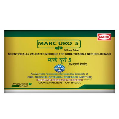 MARC REAL GOLD Marc URO-5 Ayurvedic Kidney Stone Medicine | Herbal Formula of Pashanbheda, Amrita, Daruharidra, Bhuiamla, Goksharu for Kidney Health | Dissolve Stone, Detoxify Urinary Tract | (Pack of 6)