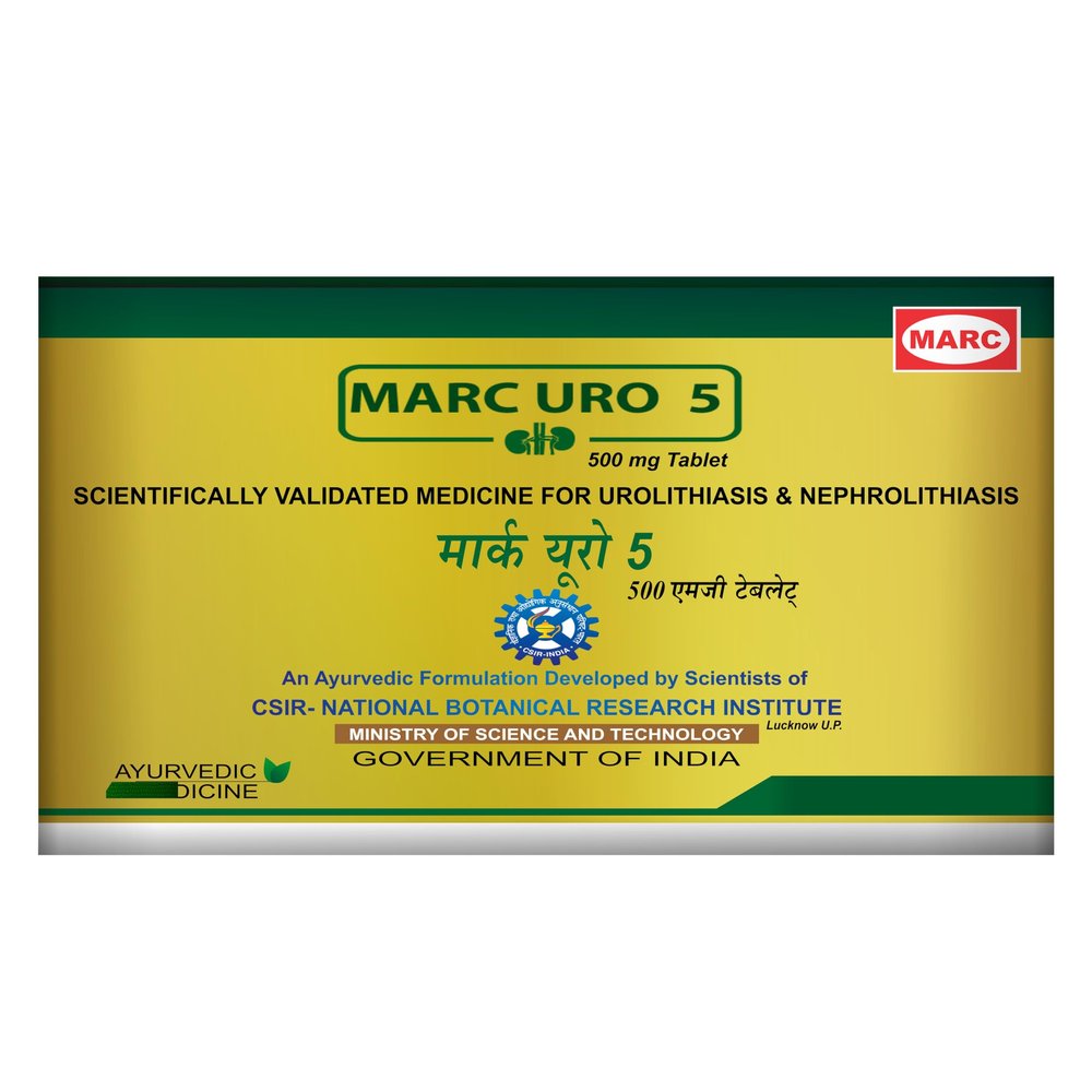 MARC REAL GOLD Marc URO-5 Ayurvedic Kidney Stone Medicine | Herbal Formula of Pashanbheda, Amrita, Daruharidra, Bhuiamla, Goksharu for Kidney Health | Dissolve Stone, Detoxify Urinary Tract | (Pack of 6)