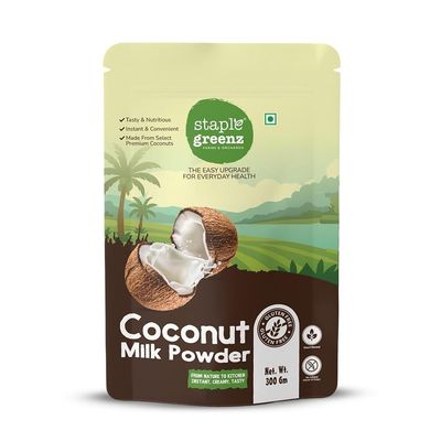 StapleGreenz Instant Coconut Milk Powder - 300g  Premium Plant-Based Milk Powder | Rich & Creamy | Ideal for Curries, Smoothies, Mocktails, Desserts | Gluten-Free
