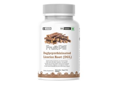 FruitPill Deglycyrrhizinated Licorice Root Supplement (DGL) | Digestive Support, Heartburn & Acid Relief | Natural Stomach Lining Protection | 60 Chewable Tablets, Sugar-Free
