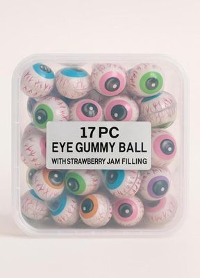 Hungry Beast - Premuim Eye Gummy Ball with Strawberry Jelly Filling | Eyeball Mixed Fruits Flavour | Center Filled Gummy | Spooky Halloween Jelly Balls - (30 Count)