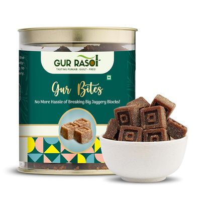 GUR RASOI Gur Bites Pure Jaggery Cubes Healthy Sweet Snack for All Ages 10g Each Piece 300g Healthy Snacks for All Ages