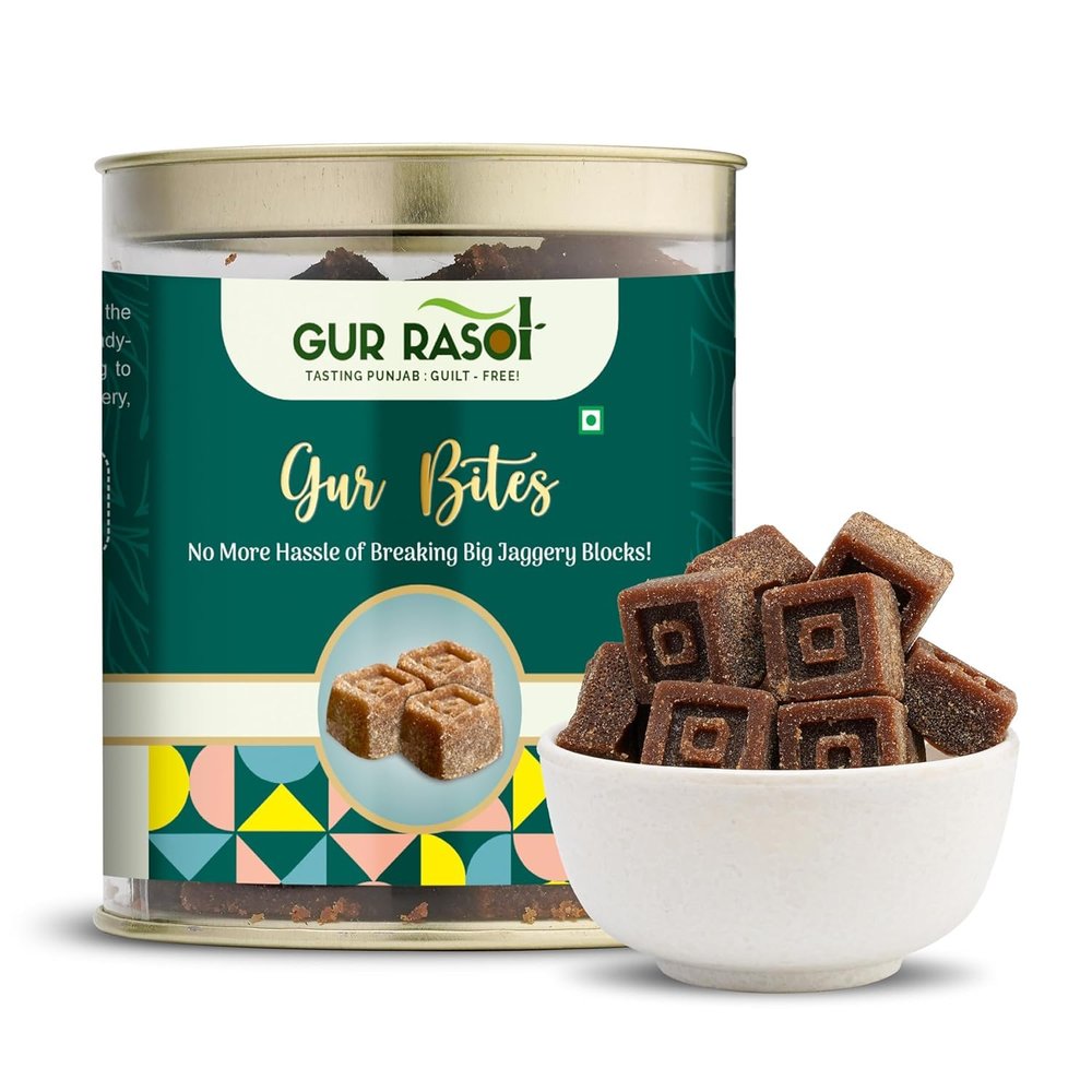 GUR RASOI Gur Bites Pure Jaggery Cubes Healthy Sweet Snack for All Ages 10g Each Piece 300g Healthy Snacks for All Ages