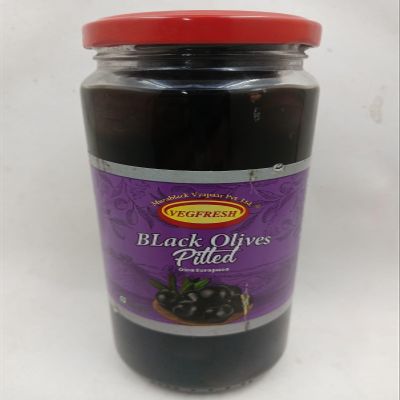 Vegfresh Black Olives Pitted | Premium Quality Whole Olives | Ready to Eat | Perfect for Salads, Pizza, Pasta & Snacks  450g Jar