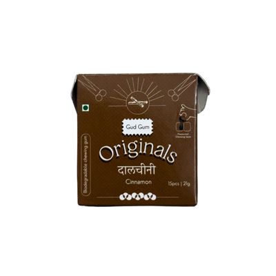 Gud Gum- Natural, Plastic Free Chewing Gum- Clove, Cardamom, Fennel, Cinnamon- 21g x 4 - Mini Pack of 4- No added artificial colours, flavours & sweeteners (4 Packs, 60 chewing gums) (Pack of 4, Cinnamon)
