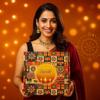 Bay Nut Traditional Diwali Festival Gift Set, Metal Lantern with Tea Lights and Dry Fruits 100gm, homemade choclates box 8 Pieces, 4 metal diya,Greeting card view 2