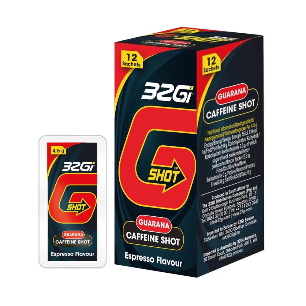 32Gi G-Shot Gel, potent 60 mg caffeine boost, liquid guarana, patented snap open technology, preworkout boost (Pack of 5)