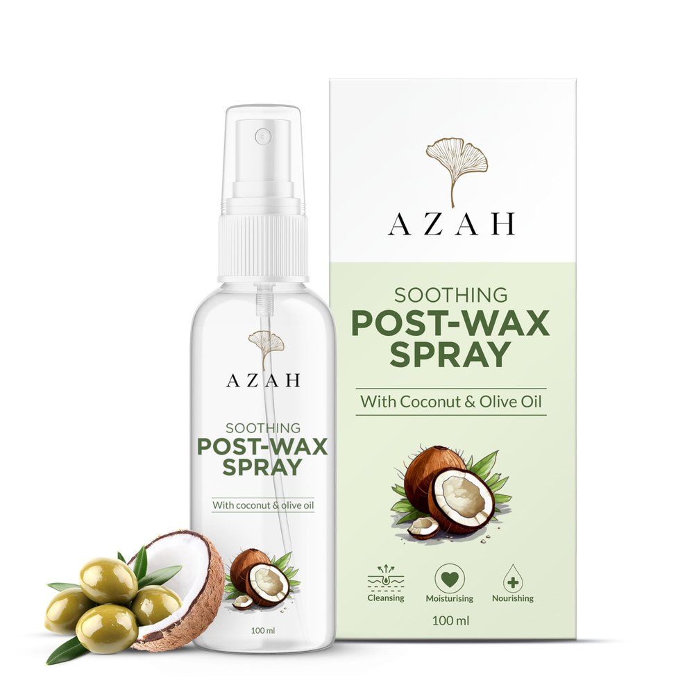 Azah Post-Wax Moisturising Spray [100 ML] | With Coconut & Olive Oil | Soothing & Hydrating After Waxing Spray for Women & Men | Nourishing Skin Care for Smooth & Soft Finish