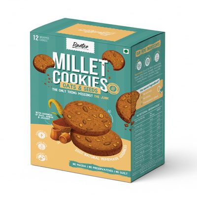 Millet Oats & Seeds Cookies 110g | With Pumpkin, Watermelon & Quinoa Seeds | Slow-Baked with Ragi & Jaggery | Healthy Crunchy Cookies | Individually Wrapped (Pack Of 1)