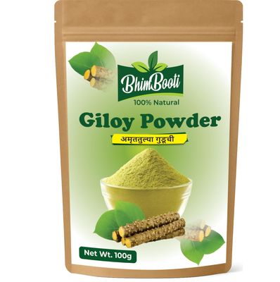 BhimBooti 100% Natural Giloy Powder | Pure Herbal Ayurvedic Supplement for Eating, Immunity Booster, Detox, Digestion & Anti-Inflammatory Support 100g Pack