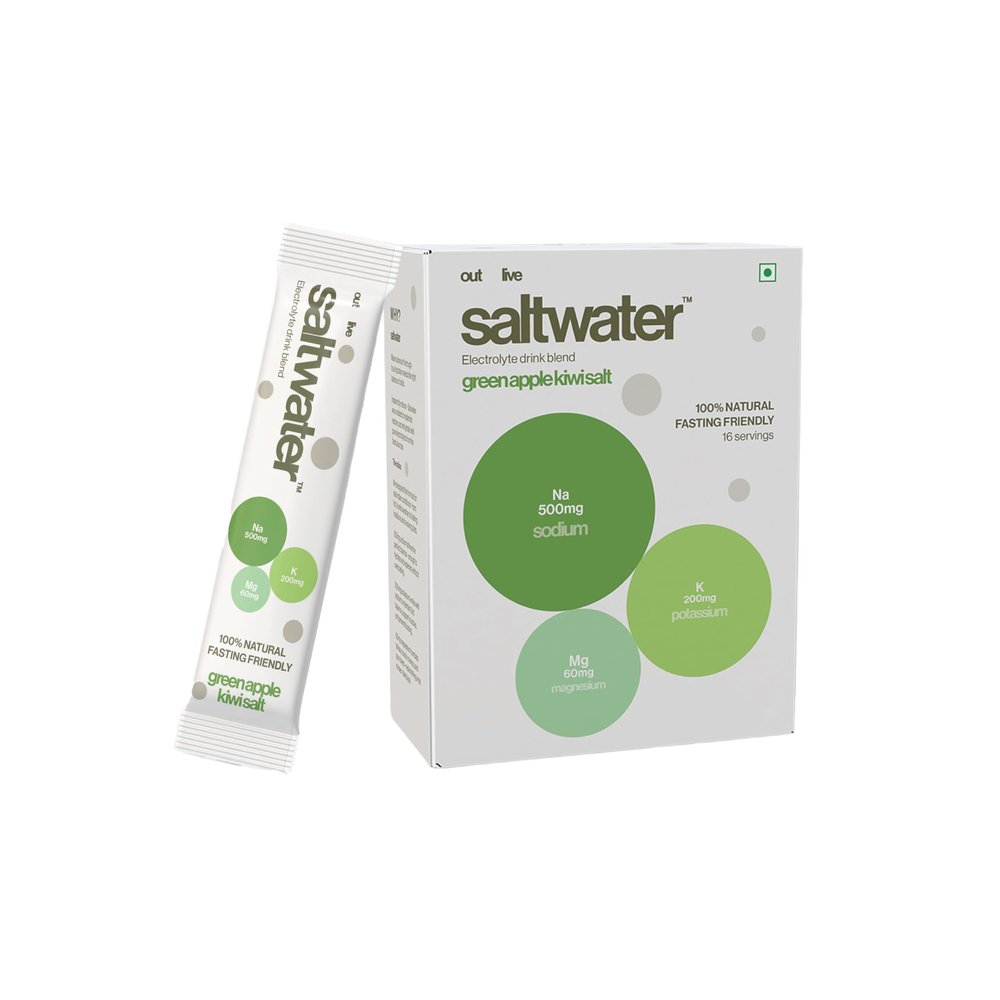 Saltwater Electrolytes | Zero Added Sugar | Sodium, Potassium, Magnesium | Keto Friendly, Vegan, No Preservatives | Pack of 16 (Pack of 16, Green Apple Kiwi)