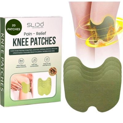 SLIDO Herbal Knee Pain Relief Patches | Natural Wormwood Extract | 100% Safe & Natural Knee Pain Relief Products | Instant Relief | No Side Effects (Pack 20)
