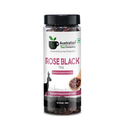 Australian Tea Company Premium Rose Black Tea 80g | Natural Loose Leaf Tea Blend | Floral & Aromatic | Makes 40 Cups | Refreshing, Smooth & Flavorful Brew
