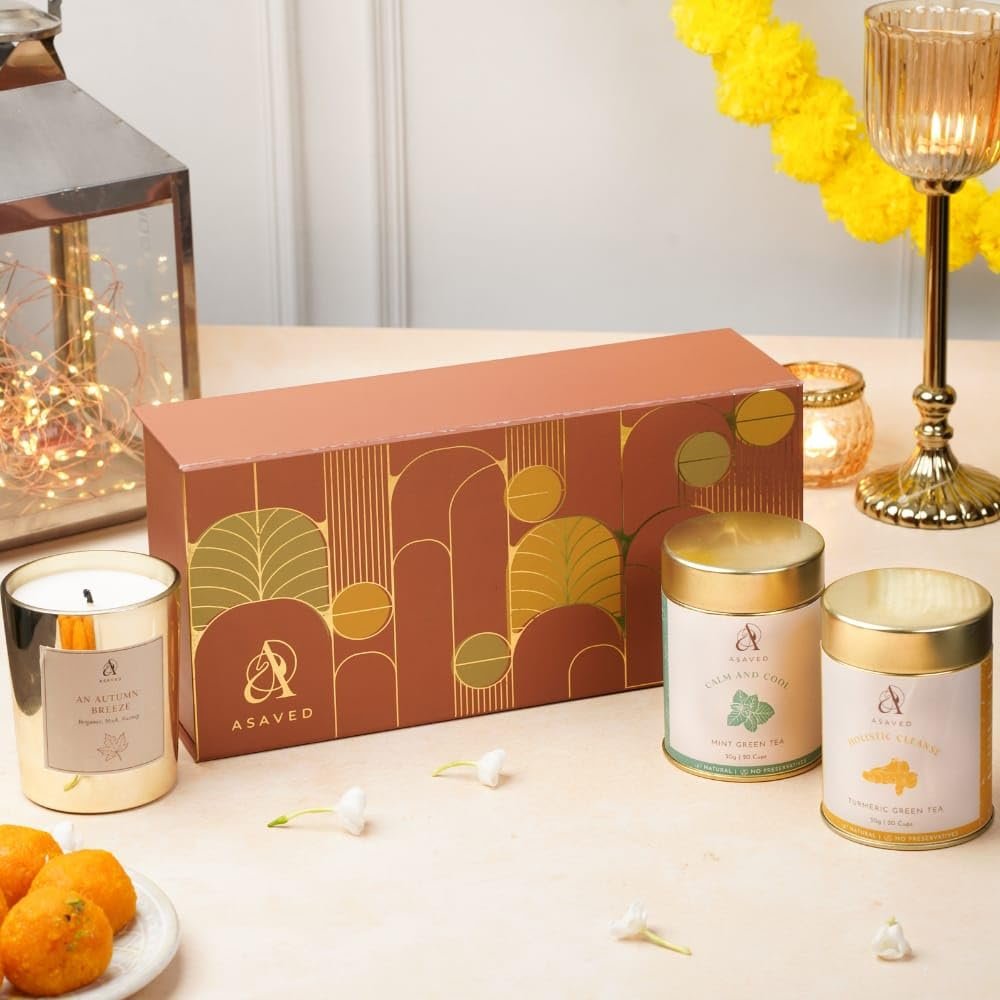 ASAVED Tea-Tox Hamper | Herbal Detox Gift Box with Ayurvedic Tea Blends & Wellness Essentials | Festive Gifting | Immunity & Digestion Support | Men & Women