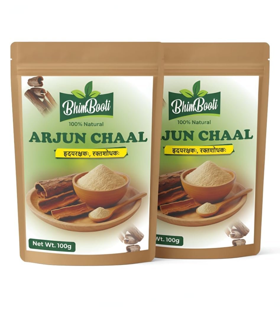 100% Natural Arjun Chaal Powder | Pure Herbal Ayurvedic Supplement for Eating, Heart Health, control Blood Pressure, Purifies Blood, Antioxidant, Increases Strength & Immunity 200g Pack