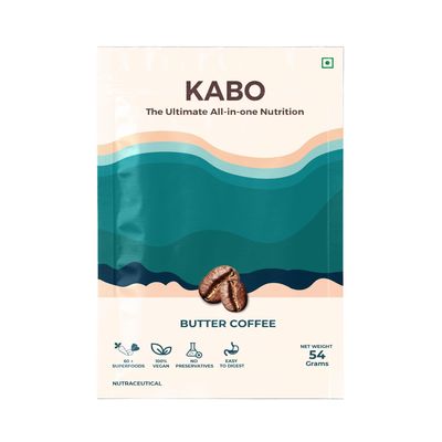 KABO Vegan Plant Protein Shake for Men & Women, Butter Coffee Flavour | 23g Plant Protein, 60+ Superfoods, 26 Vitamins & Minerals | Healthy Meal Replacement Drink | 10 Pack (540g)