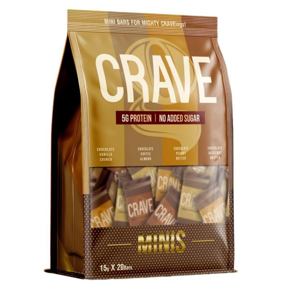 Green Protein - Mini Crave Plant Protein Bars (Pack of 20) | 5g Protein, Zero Added Sugar, High in Fiber | Crunchy Wafer Bar | Decadent Sugar-Free Chocolate, Creamy Nut Butters | Healthy Snacks for Kids & Adults | Tastes like a Cheat Meal | 100% Vege
