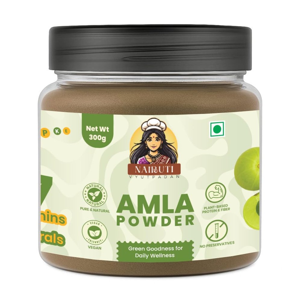 Nairuti Vyutpadan Amla Powder for Hair Growth (300g) | 100% Natural Indian Gooseberry Powder for Hair, Skin & Health | d, Preservative-Free (Pack of 1)