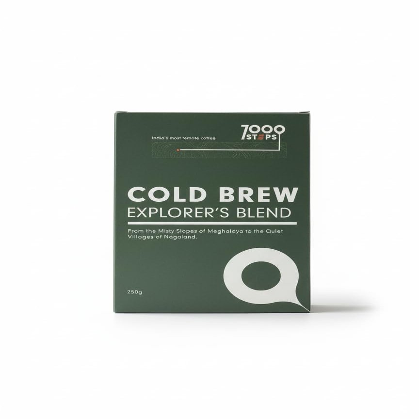 7000 Steps Cold Brew Coffee Bags | 100% Arabica Ground Coffee in Filter Bags | Easy Overnight Brew | Smooth, Low Acidity, Stomach-Friendly | Cafe-Style Iced Coffee at Home | Pack of 5 Sachets | 250g