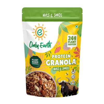Only Earth Protein Granola | Nuts & Seeds | 24g Plant Protein | High Fiber | No Added Sugar | Dairy-Free | With Almonds, Cashews, Pumpkin Seeds, Flax & Chia | 350g