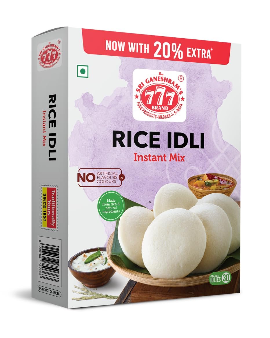 777 Rice Idly Mix 600g | Instant Idli Mix Powder | Soft & Fluffy Steamed Rice Cake | Traditional South Indian Breakfast