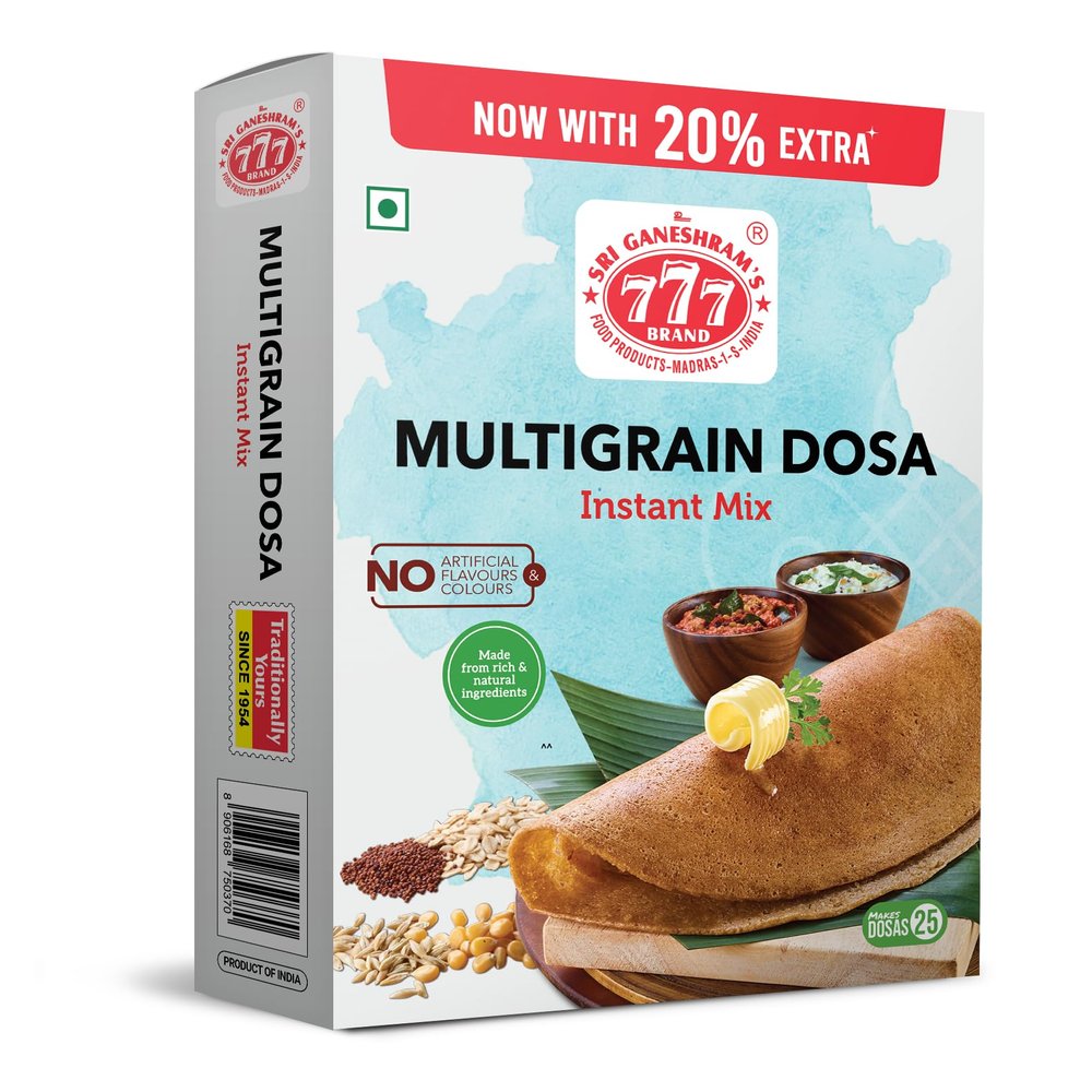 777 Multigrain Dosa Mix 600g | High Fiber Breakfast Mix | Instant Adai Dosa Batter | Healthy Protein Rich Pancake