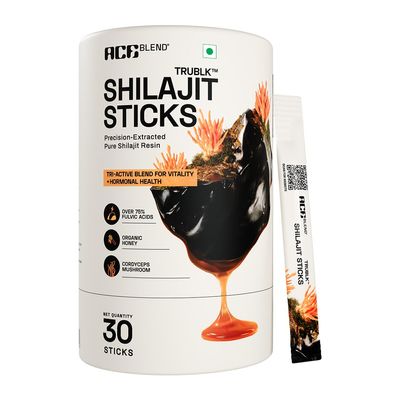 Ace Blend TRUBLK Shilajit Sticks with Over 75% Fulvic Acid & 80+ Trace Minerals | For Men & Women | Pack of 30