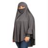URBAN KANYA Full Coverage Khimar Hijab with Niqab, Long Sleeves, Cotton Blend Prayer Scarf, Multiple Colours (Dark Grey) view 4