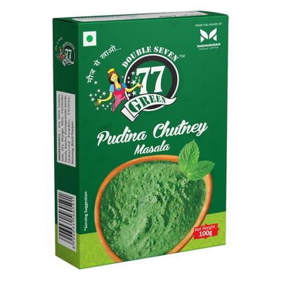 77 Green Mint Chutney Powder 300 g  Instant Indian Spice Mix for Cool & Tangy Mint Chutney | 100% Natural, No MSG or Preservatives