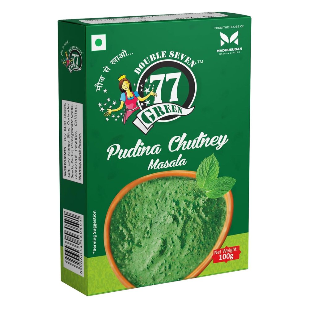 77 Green Mint Chutney Powder 300 g Instant Indian Spice Mix for Cool & Tangy Mint Chutney | 100% Natural, No MSG or Preservatives