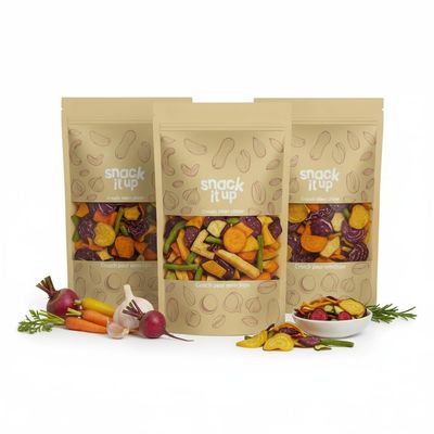 Snack It Up Vacuum Crisped Mix Vegetable Chips (90gm x 3) | 8 Real Dehydrated Air Fried Vegetable Snack | 70% Less Oil, Zero Preservatives | Gluten Free, Plant Based, Vegan Healthy Chips | Organic and Clean Label Gourmet Snacks